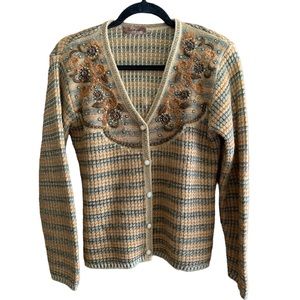 Sunayna orange brown floral vintage cardigan M